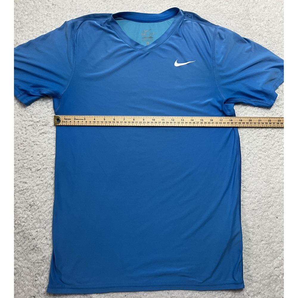 Nike Dri Fit Blue Short Sleeve V-neck Sport Shirt Size L - Picture 3 of 6